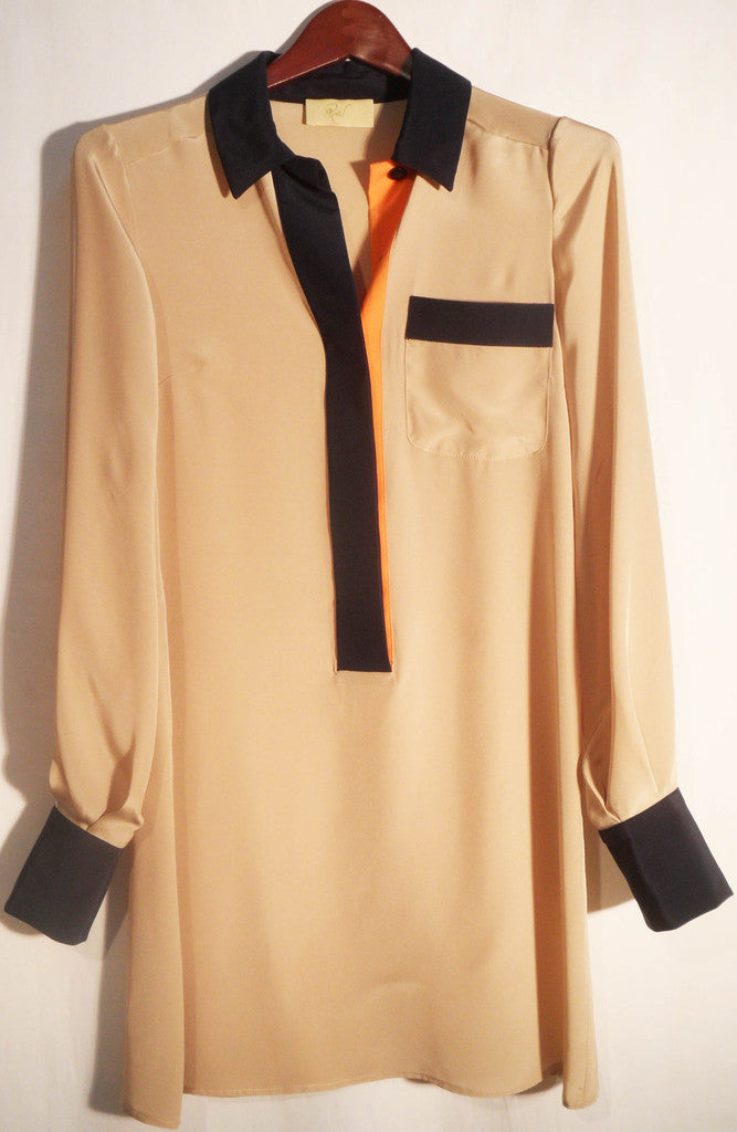 Claudine Colorblocked Shirtdress