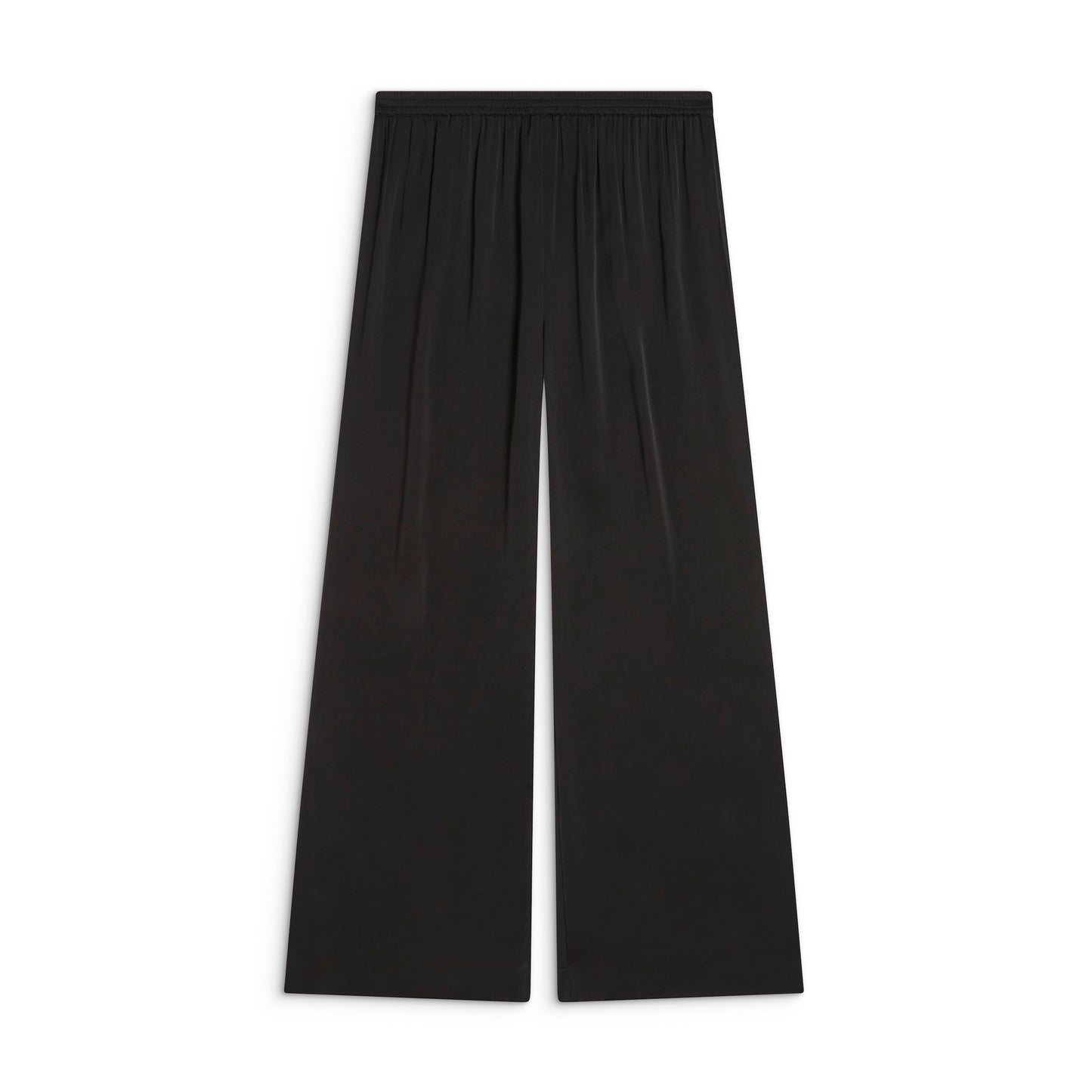 Sōlune Straight Pant Black — sophisticated black satin straight-leg pants with flattering fit and high waist for work and travel