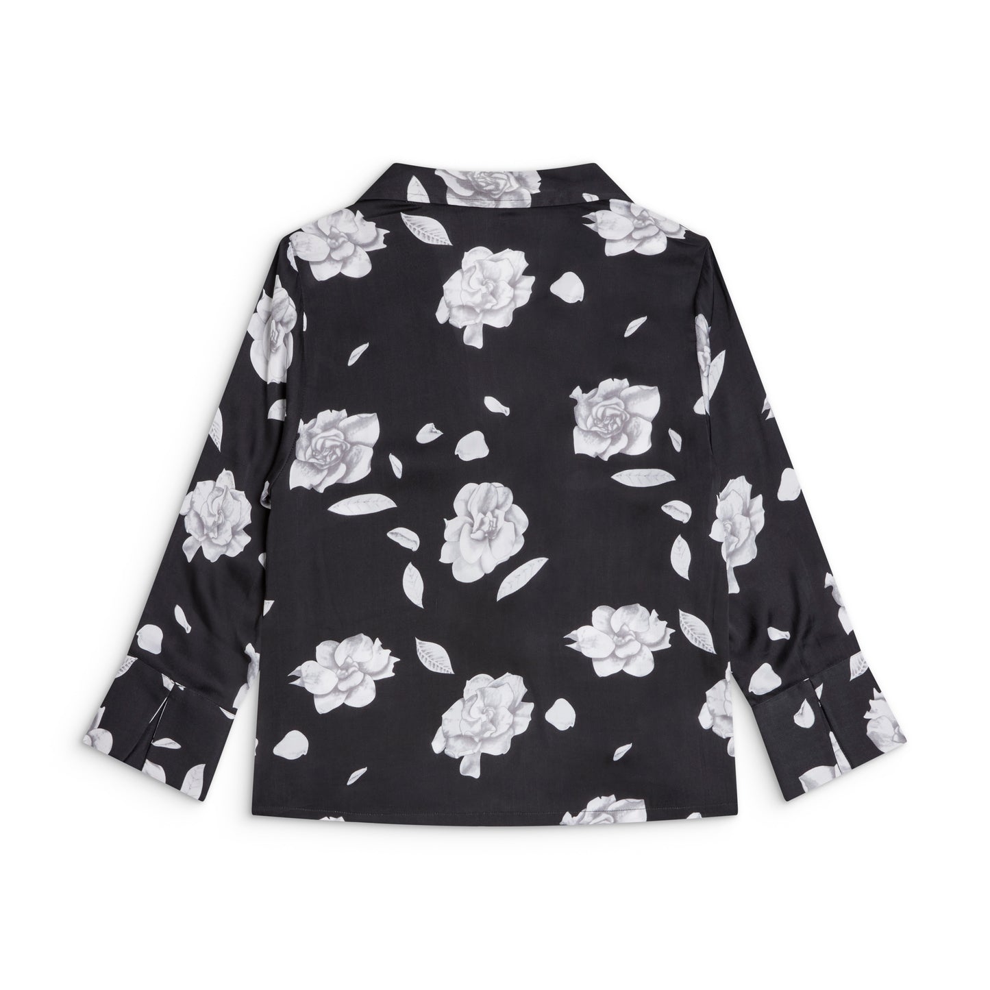 The Solune Lapel Top — women's satin lapel blouse in floral print for lounging and leisure